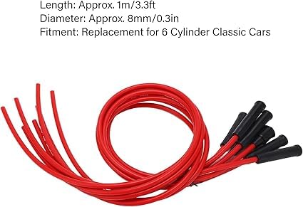 Cables de bujía de 8mm con materiales duraderos y conexión directa en color rojo 2