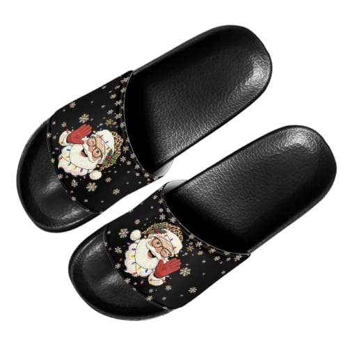 Quxjehoe Shower Slipper for Men Non Slip Indoor Bathroom Shoe Black Sole