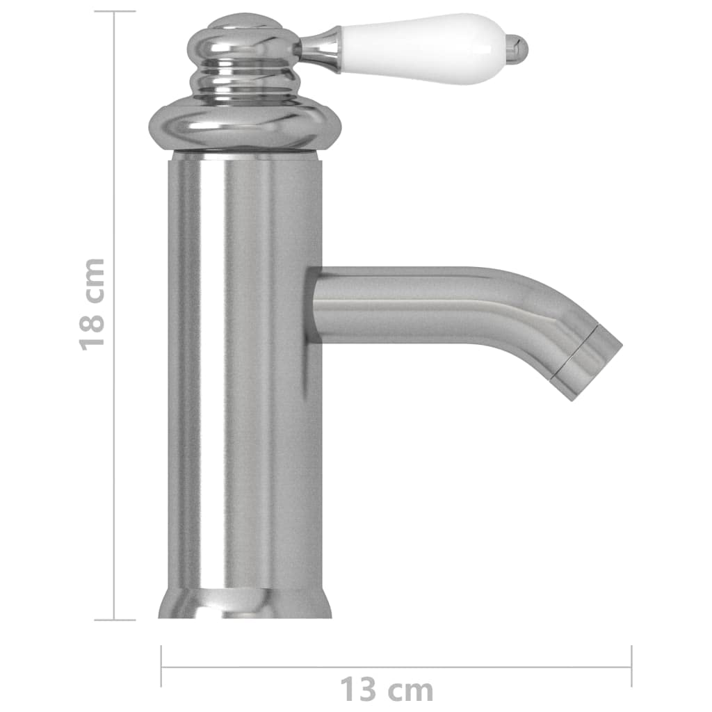 Srebrna armatura umywalkowa z cynku i mosiądzu, 130 x 180 mm, wkład 40 mm, wąż G 3/8 cala, do łazienki i umywalki, jednouchwytowa bateria z metalowym uchwytem