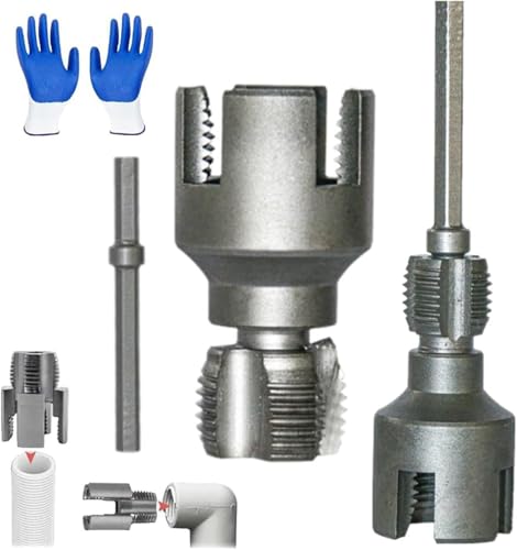3/4'' Integrated PVC Pipe Threading Tool Set, Carbon Steel, Drill Compatible, Leakproof for Water Supply Lines Repair