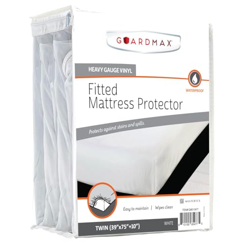 Image of Guardmax Heavy Gauge Vinyl Twin Size Mattress Protector - Waterproof & Dust Proof Mattress Cover with Stretchable Pockets - Soft, Comfortable, & Noiseless Waterproof Fitted Sheet.(39 x 75 x 10)