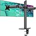 EleTab Dual Monitor Stand - Heavy Duty Dual Arm Monitor Desk Mount Fully Adjustable, Fit 2/Two LCD Screens up to 27 Inch with C-Clamp and Grommet Base, Gray