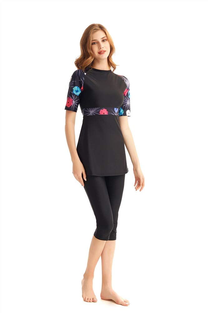 Tuta da Surf Rash Guard Costumi da Bagno modesti per Costumi da Bagno a Maniche Corte da Donna Burkini Costumi da Bagno modesti Costumi da Bagno