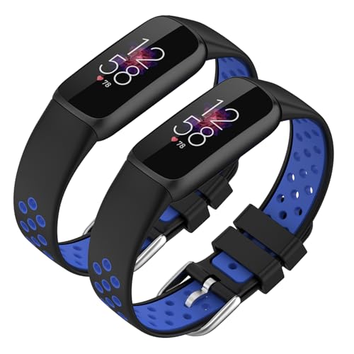 Fitbit Luxe & Luxe �X�y�V�����G�f�B�V���� �t�B�b�g�l�X�g���b�J�[�p�V���R���o���h 2�F�f�U�C�� �t�@�b�V���i�u���őϋv���̂���o���h�X�g���b�v���X�g�o���h �j�����p (�u���b�N�u���[)