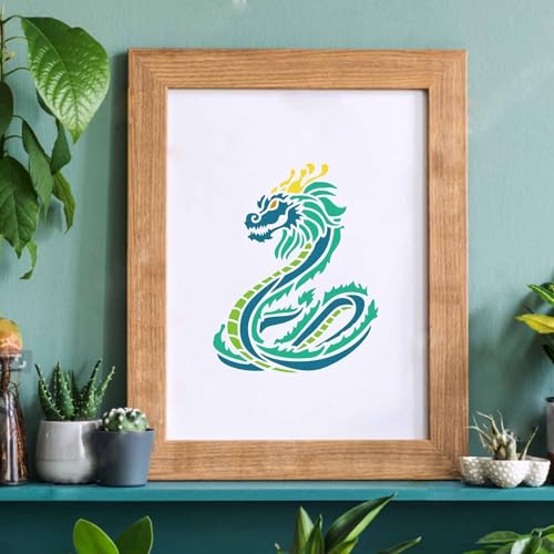 FINGERINSPIRE Drachen-Schablonen aus Kunststoff, 12 Stück, zum Malen auf Holz, Boden, Wand und Fliesen