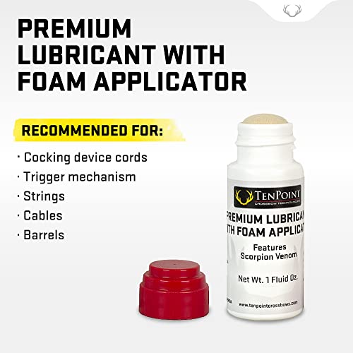 Tenpoint Premium Lubricant With Foam Applicator - For Cocking Device Cords, Strings, Cables, Barrels & The Trigger Mechanism - Silicon Based, Contains Scorpion Venom #TOP1