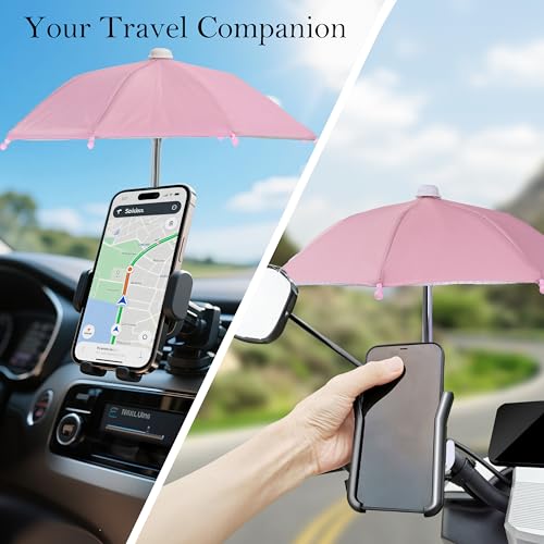 HZZADZXW Cell Phone Umbrella for Sun Shade, Universal Adjustable Stand with Cute Piggy Suction Cup, Outdoor Anti-Reflective Glare Blocking Cell Phone Sun Visor, Pink by HZZADZXW - Used condition - Image 5