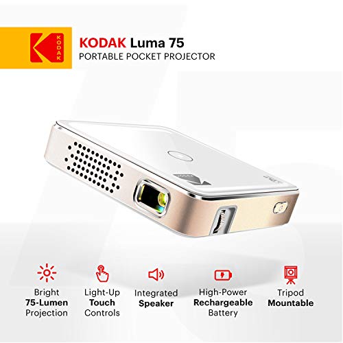 Kodak Ultra Mini Portable Projector | Hd Led Dlp Rechargeable Pico Projector - 100” Display - Includes Soft Case #TOP1