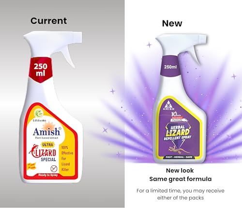 Image of Amish Herbal Lizard Spray 250 ml Pack Of 1 |10 Minutes Formula |Removes Entire Lizard colony|Powerful 100% Organic No Chemical Lizard Repellent Spray for Home Long Lasting Protection Instant Action