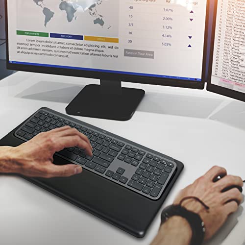 【Not for MX Mechanical Keys】HONKID Wrist Rest for Logitech MX Keys, Made of Cool Gel and Non-Slip Rubber Bottom, Easy Typing and Relieve Wrist Pain, Black