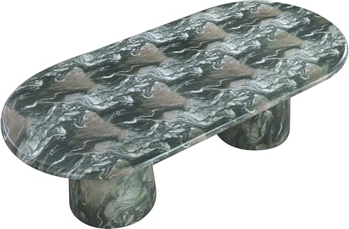 Image of Meridian Furniture 708Green-T Cosenza Collection Art Deco 96 inch Indoor /Outdoor Concrete Dining Table with Green Marble Finish, 96 inch W x 44.5 inch D x 30 inch H