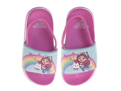 Josmo Gabbys Dollhouse Slides Open Toe Sandal with Backstrap - Gabby and Pandy Paws Sandals for Girls - Summer Beach Pool Kids Water Shoes - Pink (size 9-10 Toddler)