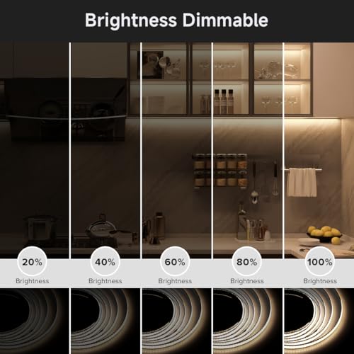 Image of BTF-LIGHTING FCOB COB LED Strip Lights 5V USB Powered Natural White 4000K | 3.28FT 320LEDs CRI90+ Dimmable Super Bright LED Light with 3M Tape for TV Backlight PC 3D Printer Cabinet Home DIY Lighting