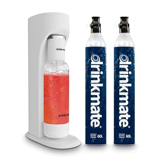Drinkmate OmniFizz Sparkling Water and Soda Maker, Carbonates Any Drink Not Just Water, Fizzy Drink Maker, Water Carbonator, Sparkling Water Machine, x2 CO2 Cylinders Included, Classic White