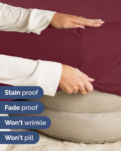 Image of Extra Deep Flex Top Split Head King Fitted Sheet - Hotel Luxury Single Fitted Sheet Only - Easily Fits 18 inch to 24 inch Mattress - Ultra Soft, Wrinkle Free w /Extra Deep Pockets - Burgundy