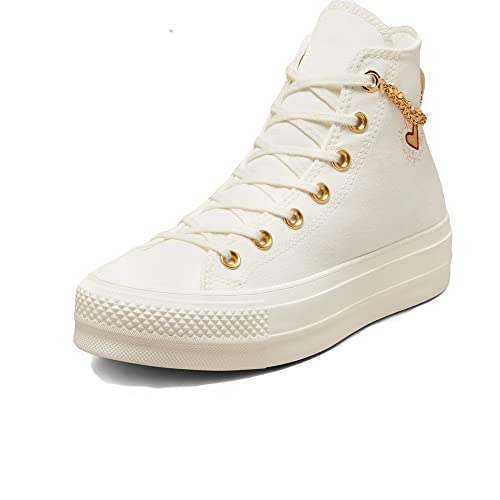 Converse Chuck Taylor All Star Lift High Top Womens Shoes Size 9.5, Color: Egret/Thriftshop Yellow-White