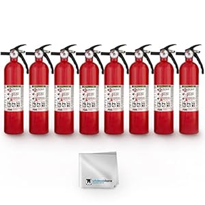 Kidde FA110 Multipurpose Fire Extinguishers 8 Pack – Red, (Rating 1-A:10-B:C) Includes Wholesalehome Cleaning Cloth