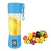 Portable Blender USB Rechargeable, Personal Blender Single Serve Blender, Small Blender Shakes Travel Blender Cup 400ml (FDA and BPA free) (Blue)