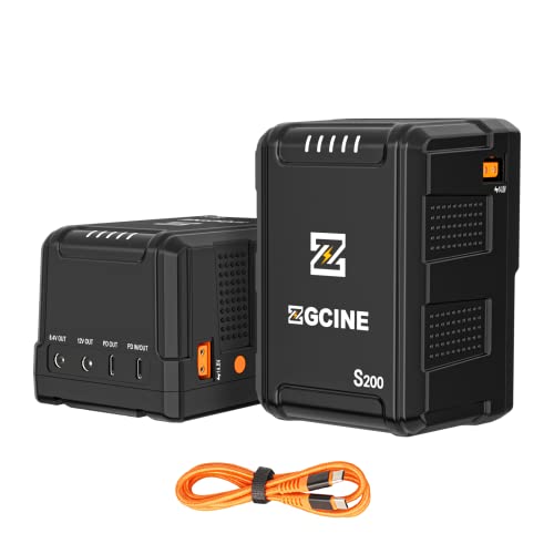 Zgcine S200 V-Mount Battery 199Wh 14.8V With Dual Dc/Usb-C/D-Tap Ports For Video Camera Camcorder Broadcast,V-Lock Battery Compatible With Bmpcc 4K 6K Pro/Zcam/Canon Eos R5C/Sony Fx3 #TOP24