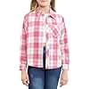 Betusline Girls' Plaid Flannel Shirt, Kids Long Sleeve Button Button Shirts Tops, F Pink #5, 5-6 Years= Tag 130