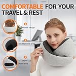 Travel Neck Pillow for Airplane – Memory Foam 360° Support Compact Design Ergonomic Flight Pillow for Sleeping & Neck Support Portable Travel Pillows for Adults, Car, Office Home (Grey) - Image 4