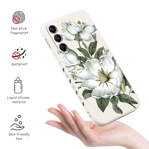 Coque Samsung S24 Plus fleur et papillon LEECG en silicone liquide blanc