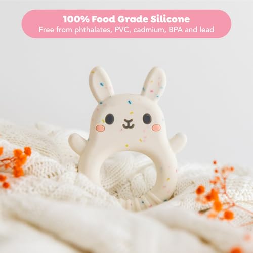 Image of Tiger Tribe Baby Silicone Teether - Bunny Shape, BPA-Free, Soft Relief for Teething, Sensory Toy for Newborns and Infants 0-18 Months
