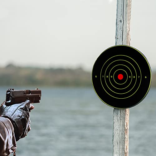 Targets For Pistol Shooting - 8 Inch Reactive Self Adhesive Shooting Targets Splatter - Shots Burst Bright Fluorescent Yellow Upon Impact - Gun Range Targets For Rifle, Bb Gun, Pellet Gun, Airsoft(25) #TOP2