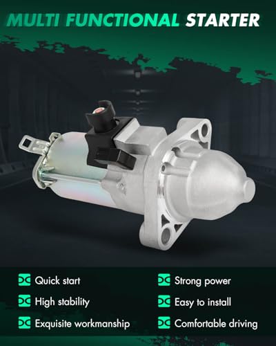 Image of SCITOO Starter Motor 17953 19192 for Acura RDX 2007 2008 2009 2010 2011 2012 2.3L 1.6KW 12V CW Volts: 12V ; Power Rating: 1.6kW ; Rotation: CW ; Number of Teeth: 11-Teeth Pinion ; Types: PMGR ;