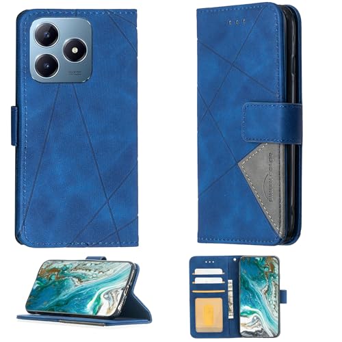 Aroepurt Case Compatible for Realme C63 Phone Case Cover Flip Stand Cover PU Leather Wallet Case Blue