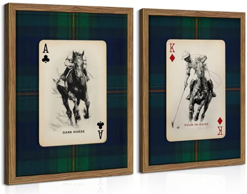 Framed Vintage Playing Card Wall Art Set of 2, Classic