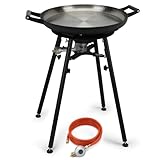 paella grillsportverein [ Tragbares und Kompaktes Design ] Das Kochsystem Komplett Set mit einem Wok, flammenschützendem Windschutz, abnehmbaren Stützbeinen,10,2 cm Schlauch, bequemer 72.5 cm Höhe und 54.3 cm Wok. Dieser Outdoor-Kocher kann jede Mahlzeit wie ein Chefkoch kochen, um Ihre Outdoor-Kochbedürfnisse zu erfüllen.