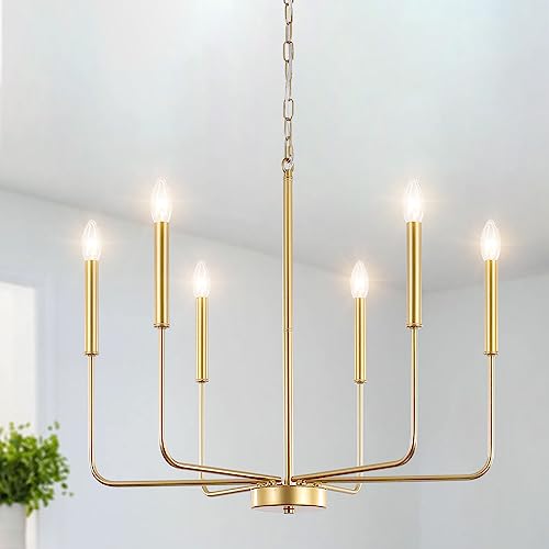 Etonimerr Gold Chandelier Light Fixtures Ceiling Hanging Modern Farmhouse Chandelier For Dining Room, Candle Gold Pendant Light For Kitchen Island Living Room Foyer Bedroom #TOP7
