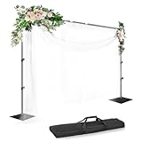 EMART Backdrop Stand, 8.5ft Height 10ft Width Adjustable Photography Background Support Poles with Heavy Duty Flat Base, Photo Metal Steel Pipe and Drape Frame Kit for Parties Birthday Wedding - Black