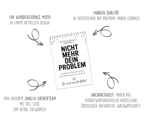 Edition Seidel Premium XXL Maxi Glückwunschkarte zum Abschied mit Umschlag Format DIN A4. abschiedskarte mit Spruch Grußkarte Karte Ruhestand Jobwechsel Mann Frau Kollege Kollegin Freunde (A4-AS1005)