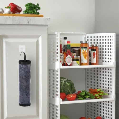 Miniatura 2 de Jeyorzy 2 Soportes Para Bolsas De Plástico, Dispensadores De Almacenamiento Colgantes Plegables Organizador,Estante De Malla Transpirable Con Ganchos,Para Colgar Bolsas De Basura