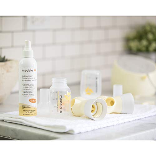 Medela Quick Clean Breast Pump And Accessory Sanitizer Spray Safe No Rinse Breastpump Sterilizer Eliminates 99.9 Of Common Bacteria And Germs 8 Fluid Ounces, Clear #TOP4