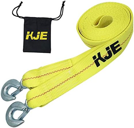 Tow Strap Heavy Duty，KJE Recovery Strap 2” x 20’ Towing Strap with Two Towing Hooks --10,000 LB Break Strength --Polyester