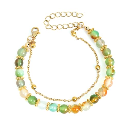 Fcnjsao Vielseitige Naturstein Perlenarmband Stilvolle Handkette Mit Beruhigenden Farben Für Achtsamkeitspraktiken Täglich Gebrauch