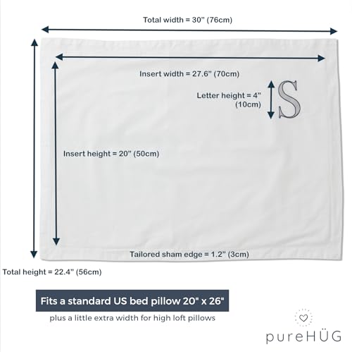 Generic BTT-01 White 100% Cotton Percale Pillow Sham (Gift Boxed Pillowcase Set Of 2) - Embroidered Monogram (Heart) In French Navy Blue thumb #4