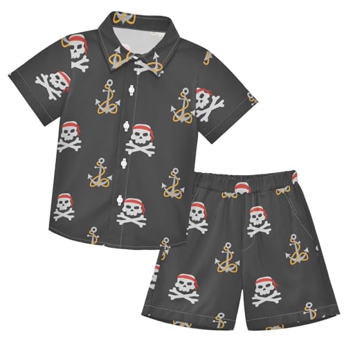 Image of Sunflower Floral Yellow Black Short Sleeve Hawaiian Button Down Shirts and Short Sets for Boys Toddler Summer Outfits