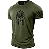 GYMTIER Spartan Forged - Spartan Helmet Hex Camo - Men's Gym T-Shirt Bodybuilding Training Workout Lifting Top Clothing, Green, 4XL #4