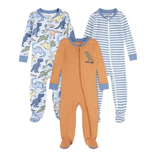 HUGGIES - HUGGIES Little Bébé Garçon Snug Sleep Coveralls (3-Pack) Ensemble De Pijama, Bleu/Orange, 24 Mois EU