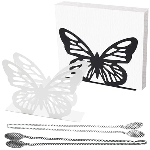 LXBCTOP 2 PCS Servilletero de Acero Inoxidable, Servilleteros De Mariposa Negra Blanco, Soporte Para Servilleteros, Soporte Servilletas, Servilletero De Mesa Apto Para Cocina, SalóN, Comedor ﻿