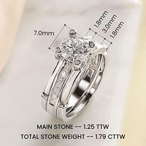 Wedding Ring Sets for him and her Women Sterling Silver CZ His Men Titanium Wedding Band Couples 925 Sterling Silver Size 5-123