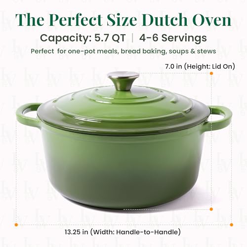 Larder & Vine Enameled Cast Iron 5.7qt Dutch Oven Pot with Lid | Bread Baking | Compatible on All Cooktops & Oven Safe t - Additional View
