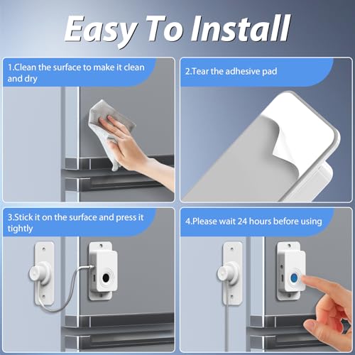 Keylesslife Fingerprint Fridge Lock,Child Proof Refrigerator Lock for Kids with Sticky Adhesive Pads,Cabinet Locks Baby Proofing for Fridge Cabinet Drawer Door Window Toilet by Keylesslife - Image 8