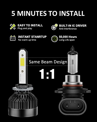 FANTELI 880 LED Fog Lights, 12000LM 400% Brighter 881 LED Fog Light Bulbs, 886 889 893 894 896 899 H27 6500K Cool White Halogen Replacements for Cars, Pack of 2