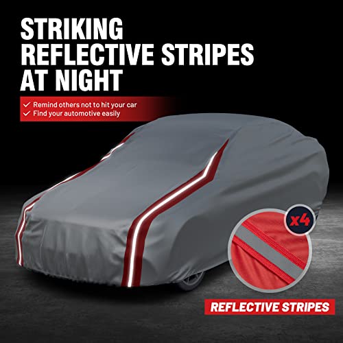 Image of Favoto Car Cover Waterproof Custom Fit for Honda Civic (1991-2026) | Windproof Heavy Duty Car Cover for Automobiles Outdoor with Reflective Strips All Weather Rain Dust Snow UV Protection