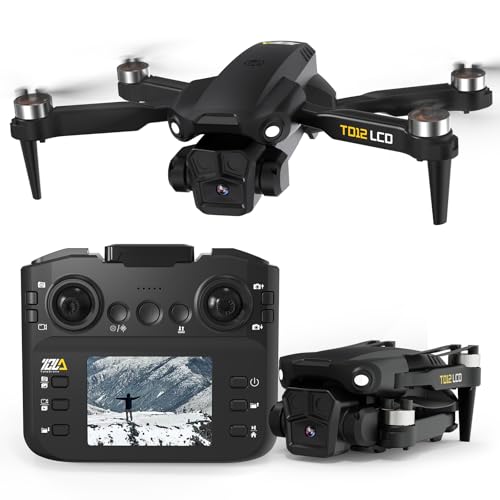 Toladrone TD12LCD Pliable Drone avec Camera pour Adultes, Drones avec Positionnement par Flux Optique, Moteur sans Balais, Transmission D'écran LCD,...